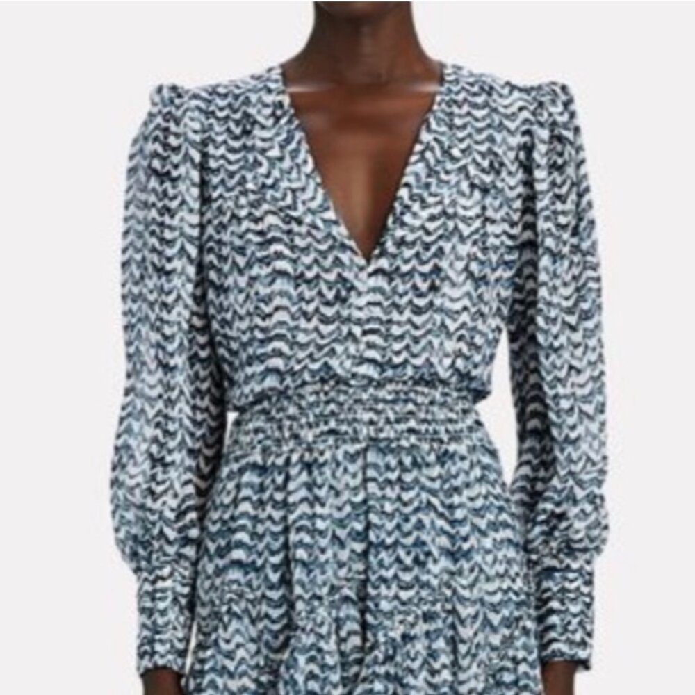 INTERMIX Mae Printed Silk Shirt, Small